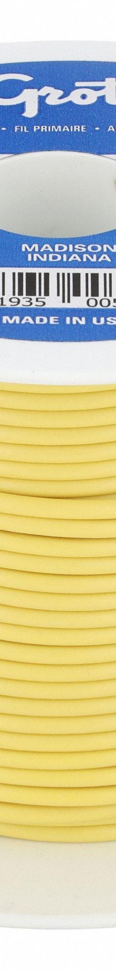 GROTE Primary Automotive Wire: GPT, 100 ft, 1 Conductor, 16 AWG, Yellow, 60 V Volt, SAE J1128 (MPN 87-8011). Key specifications — Brand: GROTE.