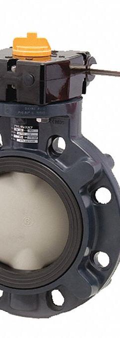 ASAHI Butterfly Valve: 10 in Pipe Size, Concentric, 150 psi Max. Pressure (CWP), Wafer, PVC, EPDM (MPN 173719100). Key specifications — Brand: ASAHI; Handle Type: Gear Operated Handwheel; Disc Material: Polypropylene.