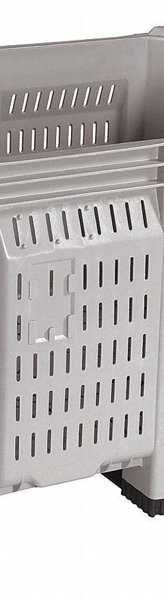 DECADE PRODUCTS Bulk Container: 25.4 cu ft, 48 in x 40 in x 31 in, Lid Not Included, 4-Way Entry (MPN M023000-104). Key specifications — Brand: DECADE PRODUCTS; Stackable: Stacking Capable; Shape: Rectangular; Runner Location: Short Side; Fork Entry: 4-Way Entry; Container Wall Type: Vented; Mobility: Stationary; Fork Pockets: Fork Pockets Included.