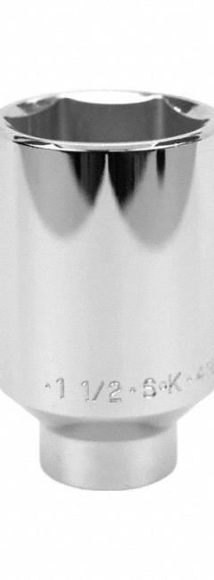 SK PROFESSIONAL TOOLS Socket: SAE, 1/2 in Drive Size, 1 1/2 in Socket Size, 6-Point, Deep, Chrome (MPN 41848). Key specifications — attr1204417: SK PROFESSIONAL TOOLS; attr1204392: Chrome.