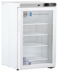 Controlled Room Temperature Cabinet: 115 V, 20°C to 25°C, 17 3/4 in Overall Wd, 19 1/2 in Overall Dp (MPN CRT-ABT-HC-UCFS-0204G). Key specifications — Brand: AMERICAN BIOTECH SUPPLY; Voltage: 115 V; Includes: (4) Adjustable Shelves; Door Hinge: Right Hinge.