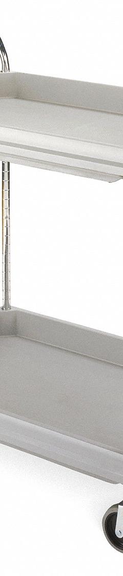 Laboratory Utility Cart: 33 3/4 in Overall Lg, 21 1/2 in Overall Wd, 33 1/4 in Overall Ht, Polymer (MPN GRBC2030-2DG). Key specifications — Brand: INSTOCK; Product Type: Lab Cart; Includes: (2) Shelves; Cart Material: Polymer.