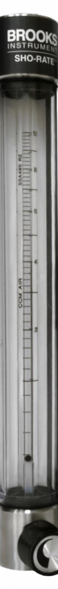 BROOKS Mechanical Flowmeter: Flow Meter, Scale, Variable Area, Panel Mount, Vertical, Liters, FNPT (MPN 1250AR6031MRSVV). Key specifications — Display Type: Scale; O-Ring Material: Viton; Includes Flow Rate Adjustment Knob: Yes; Includes Pressure Guage: No; Mounting Orientation: Vertical; Unit Of Measure: Liters; Brand: BROOKS; Accuracy: +/-5%.