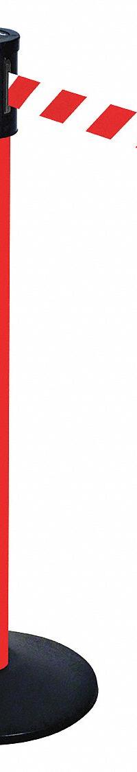 RETRACTA-BELT Barrier Post with Belt: Red/White, Diagonal Stripe, No Legend, 15 ft Belt Lg, Red (MPN 321PRD-RWD). Key specifications — Base Material: Cast Iron; Belt Color: Red/White; Brand: RETRACTA-BELT; Post Material: Aluminum; Post Color: Red; Message: No Legend.