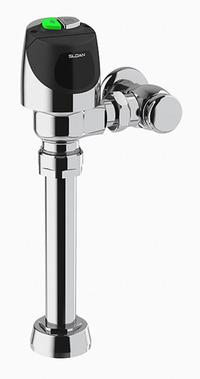 SLOAN Automatic Flush Valve: ECOS® 8111, 1.1 gpf_1.28 gpf Gallons per Flush, Battery, Exposed, Top (MPN ECOS 8111). Key specifications — Spud Location: Top; Brand: SLOAN.