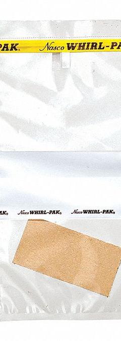 WHIRL-PAK Sampling Bag: Std, Sterile, 18 fl oz Capacity - oz, 532 mL Capacity - mL, 9 in Overall Lg (MPN B01245). Key specifications — Includes: Cellulose Sponge; Brand: WHIRL-PAK; Color: Clear; Product Type: Sampling Bag; Standards: EPA; Style: Standard.