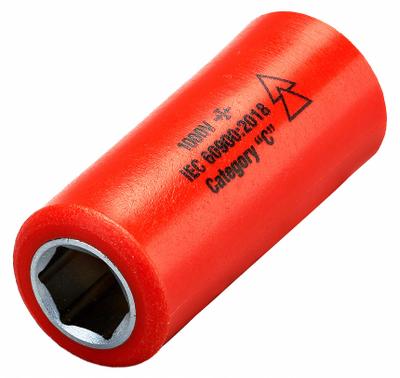 ITL Insulated Socket: 1/4 in Drive Size, 10 mm/25/64 in Socket Size, 1 5/8 in Overall Lg - 1/4" Drive Metric Insulated Hand Sockets