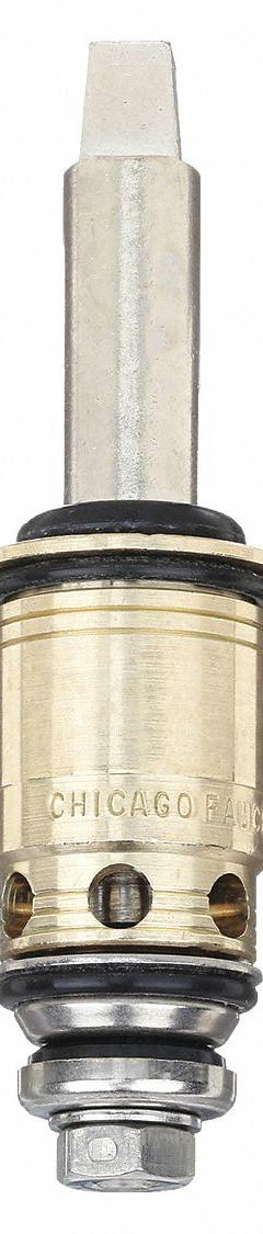 CHICAGO FAUCETS Cartridge: Use with Hot/Cold Water, Brass, Nickel Plated, Compression, (1) Cartridge (MPN 274-XTRHJKABNF). Key specifications — For Water Temperature: Hot/Cold; Compatible Brand: Chicago Faucets; Product Type: Cartridge; Includes: (1) Cartridge; Material: Brass.