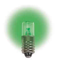 APPROVED VENDOR Compact LED Bulb: LED, Miniature Screw (E10), (T) Tubular, T3-1/4, 12.8V DC, Green (MPN LM1012MS-G). Key specifications — Light Color: Green; Bulb Shape: T3-1/4; Trade Number: 52, 258, 428, 144, 614, 400; Brand: APPROVED VENDOR; Voltage: 12.8V DC.