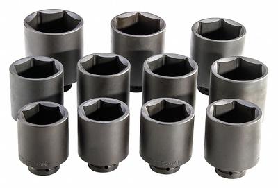 PROTO Impact Socket Set: 1 in Drive Size, Small Set (0-50 pieces) Set Size, 11 Pieces - SAE Impact Socket Sets