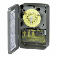 INTERMATIC Electromechanical Timer: 24 hr, 120V AC, SPDT-NO/NC, Mechanical (MPN T105). Key specifications — Body Material: Metal; Indoor/Outdoor Usage: Indoor; Mounting Style: Surface; Brand: INTERMATIC.