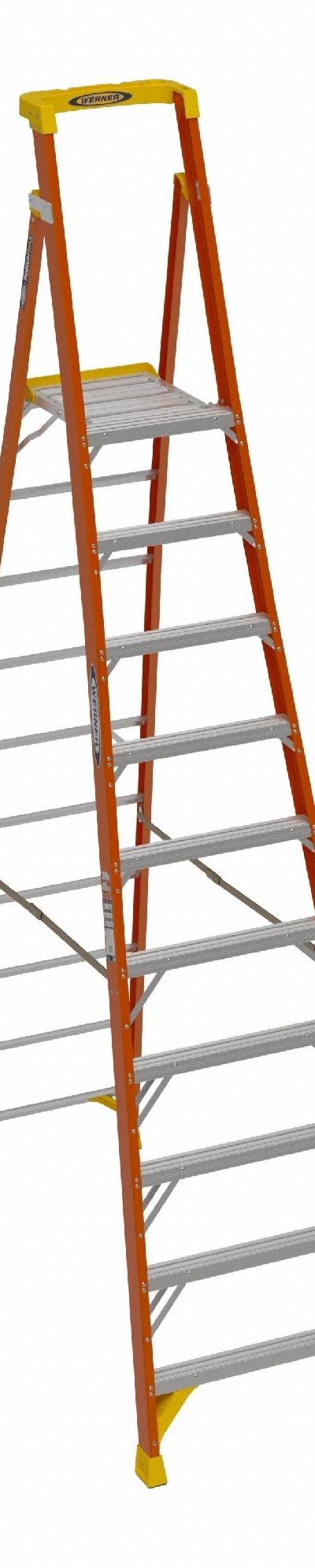WERNER Podium Stepladder: 12 ft Ladder Size - General Purpose Podium Stepladders