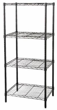 APPROVED VENDOR Wire Shelving Unit: Starter, 48 in x 18 in, 63 in Overall Ht, 4 Shelves, Dry/Wet (MPN 5GPL7). Key specifications — Recommended Environments: Dry; Color: Black; Finish: Powder Coated; Material: Steel; Brand: APPROVED VENDOR.