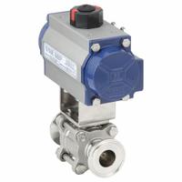 APPROVED VENDOR Pneumatically Actuated Two-Way Ball Valve: 1 in, 316 Stainless Steel, Clamp x Clamp (MPN 90C1.0C/63-5SC-XX). Key specifications — 3-A Compliance: Meets 3A Sanitary Standards; Average Surface Roughness (Ra): < 0.6 micron; Brand: APPROVED VENDOR; Pilot Solenoid Voltage: Not Included.