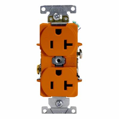 LEVITON Duplex Receptacle Outlet: Duplex, 5-20, Orange, 125V AC, 20 A - General Purpose Receptacles