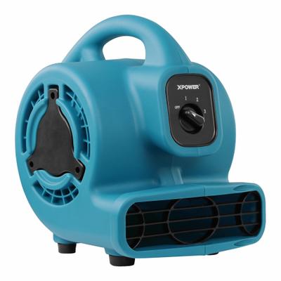 XPOWER Centrifugal Blower: 600 cfm, Fixed Frame, 115V AC, 3 Speeds, Blue - Portable Fans