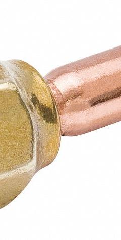 MUELLER Flare to Sweat Adapter: 1/2 in Female SAE, 3/4 in Female Sweat, Copper, 700 psi Max (MPN A 15727). Key specifications — Body Material: Copper; Brand: MUELLER.
