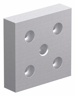 Base Plate: 15 Series, Aluminum, 3/4 in x 3 in x 3 in, Drop-In, Quad, Adj (MPN 2140). Key specifications — Includes Fasteners: No; Mounting Type: Drop-In; System of Measurement: Inch; Finish: Anodized; Brand: 80/20; Material: Aluminum; Product Type: Center Tap Base Plate; Adjustable: Yes.