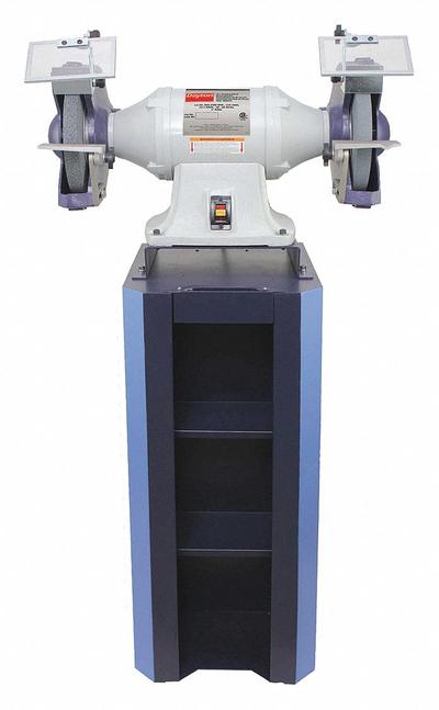 Dayton Bench Grinder with Stand: Fixed Speed, 1 1/2 hp, 10 in Max Wheel Dia, 1,725 RPM - Fixed-Speed Pedestal Grinders with Dust Collection Stand