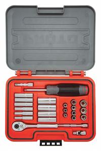 PROTO Socket Set: 1/4 in Drive, 25 Piece, SAE, 3/16 in to 9/16 in (MPN J47125T). Key specifications — attr1224269: 1/4 in; attr1204650: 3/16 in to 9/16 in; attr1204673: Socket Bits Not Included; attr1204688: PROTO; attr1206170: Deep Sockets.