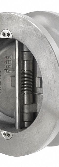 KECKLEY Check Valve: Double Disc, Inline Valve Body, 8 in Pipe Size, Wafer, Carbon Steel, Wafer, Std (MPN DD2R-CS-361IX-800). Key specifications — Brand: KECKLEY.