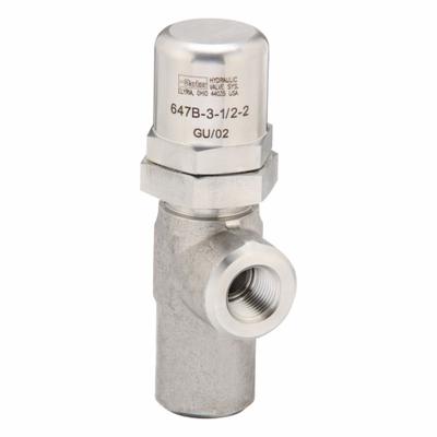 Parker Pressure Control Valve: 10 gpm, 90 psi Max Set, Stainless Steel - Soft-Seat Pressure Control Valves