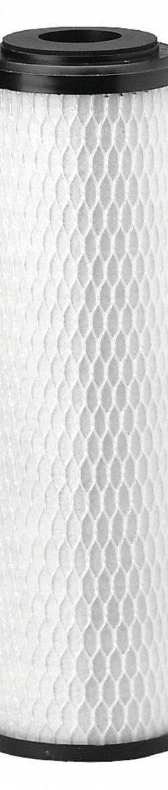 PENTAIR/EVERPURE Water Filter Cartridge: 5 micron, 1.7 gpm, 6,000 gal, 9 3/4 in Overall Ht (MPN EV910815-75). Key specifications — Brand: PENTAIR/EVERPURE; Filter Media: Carbon; Reduces: Sediment.