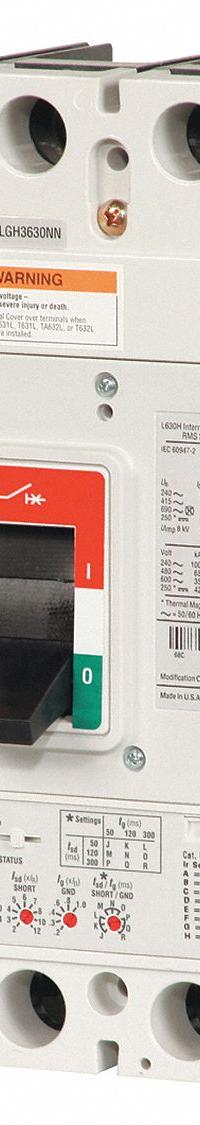 EATON Molded Case Circuit Breaker: 350 A Amps, 65kA at 240V AC, Fixed, ABC, Line/Load Lug, Std, LG (MPN LGE3350FAG). Key specifications — attr217792: LG; attr196056: 65kA at 240V AC; attr196057: Fixed; attr196058: ABC; attr196059: Line/Load Lug; attr196061: 400A/LG.