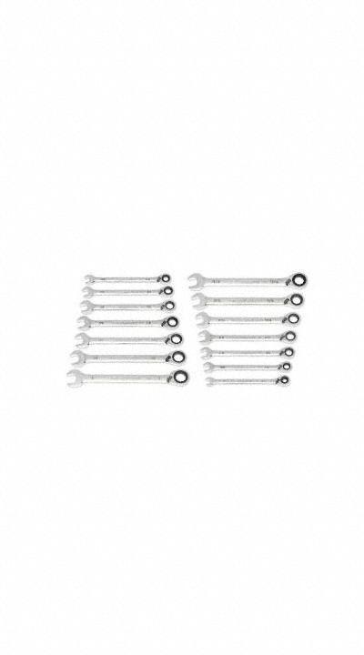GEARWRENCH Combination Ratcheting Wrench Set: Alloy Steel - SAE 12-Point Ratcheting Combination Wrench Sets