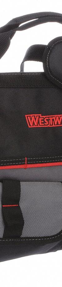 WESTWARD Tool Bag: 16 in W x 8 1/4 in D x 11 1/2 in H, Black, Polyester, 21 Pockets, Polyester (MPN 32PJ37). Key specifications — Color: Black; Brand: WESTWARD; Material: Polyester.