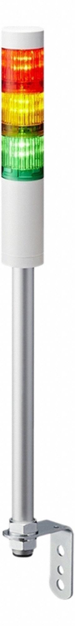 PATLITE Tower Light Assembly: 3 Tier, No Sounder Tier, IP54, Amber/Green/Red, Direct Wire, Steady (MPN LR4-302LJNW-RYGZ). Key specifications — Manufacturer Part Number: LR4-302LJNW-RYGZ; Brand: PATLITE; Operating Voltage: 24V DC; Light Tier Color: Amber.