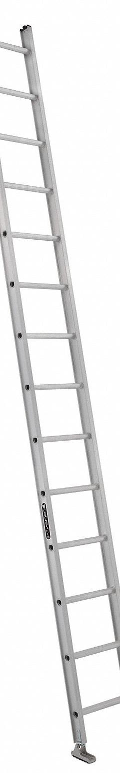LOUISVILLE LADDER Straight Ladder: 14 ft Ladder Size, Aluminum, 300 lb Load Capacity, 28 lb Wt (MPN AE2114). Key specifications — Color: Silver; Brand: LOUISVILLE LADDER; Included Features: Mar-Resistant End Caps; Shoe Type: Swivel Safety.