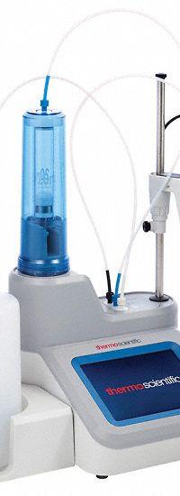 THERMO SCIENTIFIC Titrator: Acid/Base/pH/Potentiometric, 1, 50/60 Hz (MPN 9410200). Key specifications — Calibration Type: Electrode Calibration; Manufacturer Part Number: 9410200; Operating Frequency: 50/60 Hz; Measurement Components Included: Stirrer Probe; Reagent Delivery Method: Automatic; Operating Voltage: 100 to 240V AC; Measurement Method: pH; Brand: THERMO SCIENTIFIC.