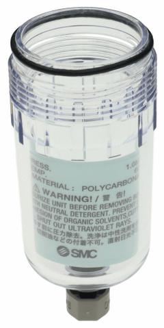 SMC FRL Replacement Bowl: Polycarbonate, C2, C2SF-D. Key specifications — attr111689: C2SF-D; attr111695: C2; attr158712: Polycarbonate; attr111692: SMC.