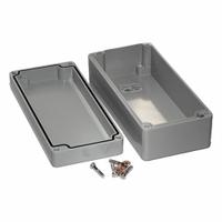 HAMMOND Enclosure: Die-Cast Aluminum, 6 in x 3 in x 2 in, NEMA 12/13/4/4X/6/6P, Screw On (MPN 1590Z135GY). Key specifications — Brand: HAMMOND; Closure Method: Screws; Knockouts: Not Included.
