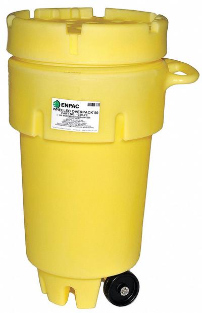 ENPAC Salvage Drum: Polyethylene, 50 gal, Screw-On Lid, Unlined/No Interior Coating - Mobile Plastic Salvage Drums