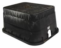 NDS Meter Box: Polyolefin, Rectangular, 12 in Overall Ht, 16 1/4 in Overall Wd, 21 1/2 in Overall Lg (MPN D1200-DICIR). Key specifications — Brand: NDS; Material: Polyolefin; Color: Black.