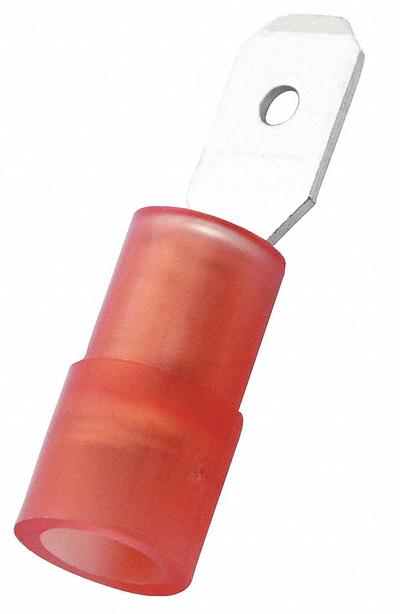 GRAINGER Wire Disconnect: Male Tab, Red, Nylon, Partial Coverage - Partially Insulated Quick Disconnects