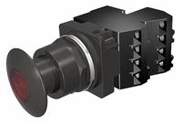 SIEMENS Mushroom Head Push Button: Illuminated, Mushroom Head Profile, Metallic, 30 mm, 2NC (MPN 52BP2D2GB). Key specifications — Brand: SIEMENS; Action: Maintained; Series: Class 52; Terminal Connection: Pressure Plate; Push Button Material Type: Metallic.