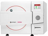 HEIDOLPH Autoclave: 160 L Capacity, 140°C Max Temp, 33 7/8 in Overall Wd, 44 in Overall Dp, -1°C/3°C (MPN 023210675). Key specifications — Brand: HEIDOLPH; Features: Pre and Post Vacuum for Faster, More Efficient Air Removal (Tubing, Glassware, Pouches, Wrapped Tools or Garments); Temperature Accuracy: -1 °C/3 °C; Product Type: Autoclave; Voltage: 230V.