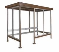 Smoking Shelter: Assembled, 4 Sides, 96 in x 144 in x 94 in, Steel, Brown, Includes Lighting (MPN SMK128BE Style B). Key specifications — Brand: PORTA-KING; Frame Material: Steel; Finish: Two - Part Polyurethane.