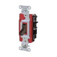 HUBBELL Wall Switch: Toggle Switch, Single Pole, Maintained, Brown, 120/277V AC, 20 A (MPN HBL1221ST). Key specifications — Illuminated: No; Voltage Rating: 120/277V AC.