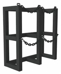 DURHAM MFG Gas Cylinder Rack: Vertical, 30 in x 12 in x 30 in, For 2 Cylinders (MPN GCRV-301230-08T). Key specifications — attr34863: DURHAM MFG; attr34955: Powder Coated; attr34956: Black.