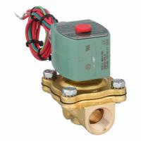 REDHAT Solenoid Valve: 2-Way, Normally Closed, 1/2 in Pipe Size, 110V AC/120V AC, Watertight (MPN 8210G002LF 120/60, 110/50). Key specifications — Pipe Size: 1/2 in; Voltage: 120V AC; Brand: REDHAT; Coil Enclosure: Watertight.