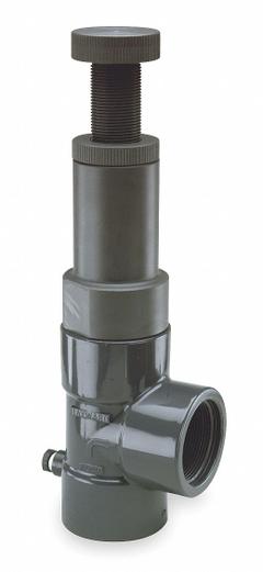 HAYWARD Adjustable Relief Valve: CPVC, FPM, 2 in x 2 in, FNPT x FNPT, 40°F to 150 psi, 40°F to 140°F (MPN RV2200T). Key specifications — Brand: HAYWARD.