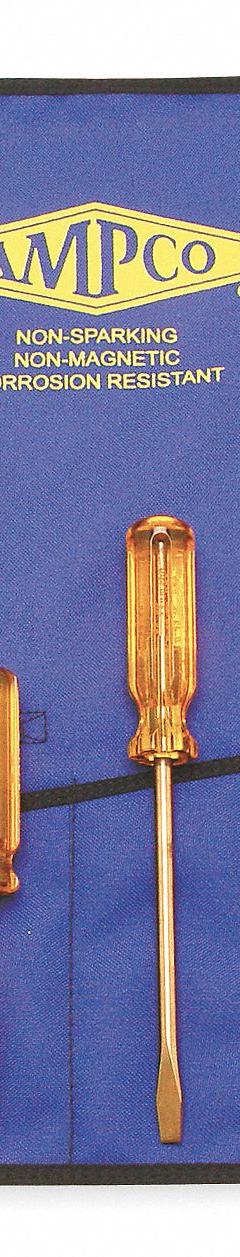AMPCO Non-Sparking Screwdriver Set: 1-10 Pieces, 6 Pieces, Phillips/Slotted Tip, 15 in Overall Lg (MPN M-39). Key specifications — attr1205274: AMPCO; attr1205269: #1.
