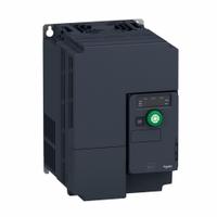 SCHNEIDER Variable Speed Drive: In Phase Three, 200-240V AC, Out Phase Three, 10 hp, IP20, No Bypass (MPN ATV320U75M3C412). Key specifications — Style: Compact; Color: Black/Blue/Gray; Output Phase: Three.