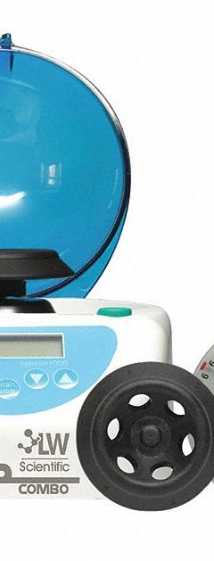 LW SCIENTIFIC Combination Centrifuge: ZCC-1206-77T3, Micro, 12 x 0.04 mL/6 x 1.5 mL/6 x 2 mL, Fixed. Key specifications — Brand: LW SCIENTIFIC; Capacity: 6 x 2 mL; Manufacturer Part Number: ZCC-1206-77T3; Voltage: 100/240V; Display Type: Digital; For Use With: DNA Preparations; Mounting Type: Benchtop; Programmable: Yes.