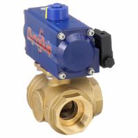 DYNAQUIP CONTROLS Pneumatically Actuated Three-Way Ball Valve: 2 in, Brass, FNPT x FNPT x FNPT (MPN PYHG8AUDA063A). Key specifications — Brand: DYNAQUIP CONTROLS; Pilot Solenoid Voltage: 115V AC.