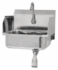SANI-LAV Hands-Free Sink: 1 Stations, 5 in Bowl Dp, 14 in Bowl Lg, 11 in Bowl Wd, Faucet Included (MPN 607L-0.5). Key specifications — Includes Side Splash: Side Splash Included; Series: Stainless Steel Hand Wash Sink; Brand: SANI-LAV.
